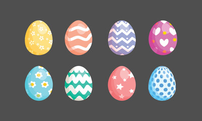 Easter eggs for easter day sweet and colorful with decoration patterns on white background vector illustration.