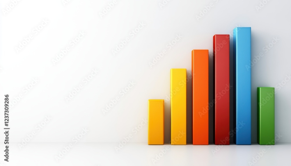 Poster a vibrant bar graph display illustrating growth and progress in a modern business environment.