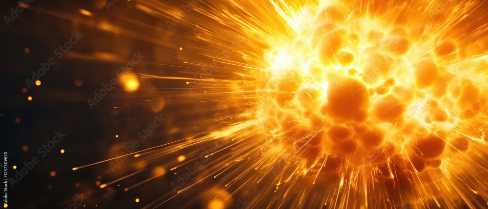 Poster a vibrant explosion of light and color, showcasing dynamic energy and powerful forces in a captivati