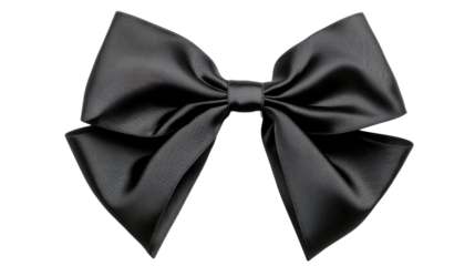 Big black bow isolated on transparent background