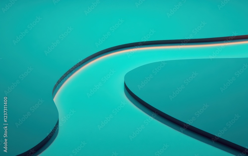 Poster abstract turquoise background featuring smooth flowing lines and curves for modern design and artist