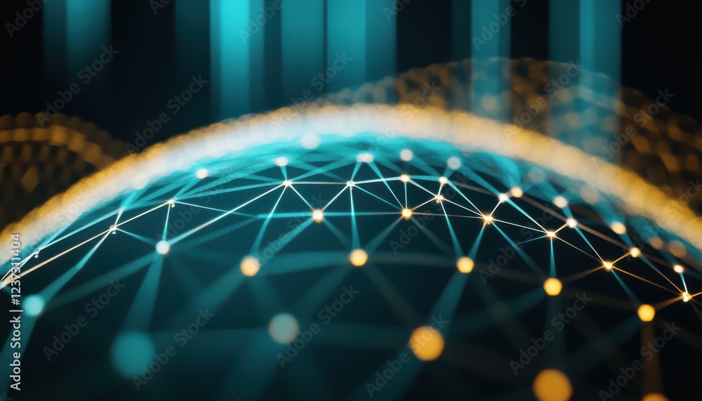 Poster abstract representation of digital networks with glowing connections, symbolizing technology and inn