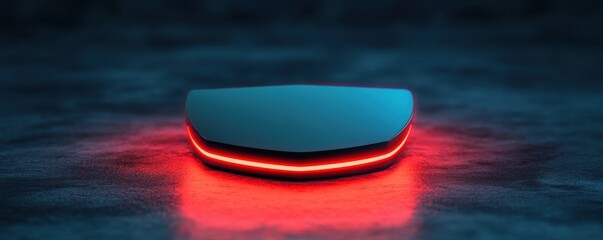 Futuristic gadget glowing with red light on a dark background, showcasing innovation and modern design.