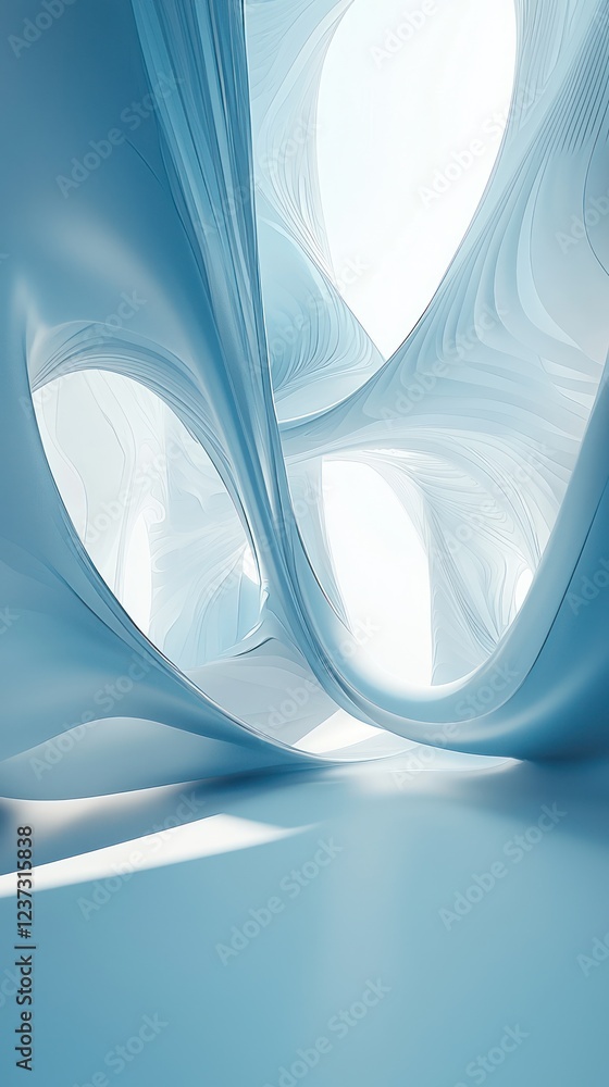 Wall mural abstract blue background with smooth flowing curves, ideal for tech and modern design concepts.
