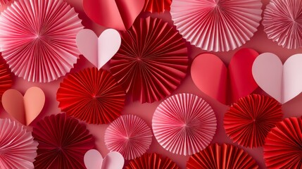 Festive paper hearts and fans.