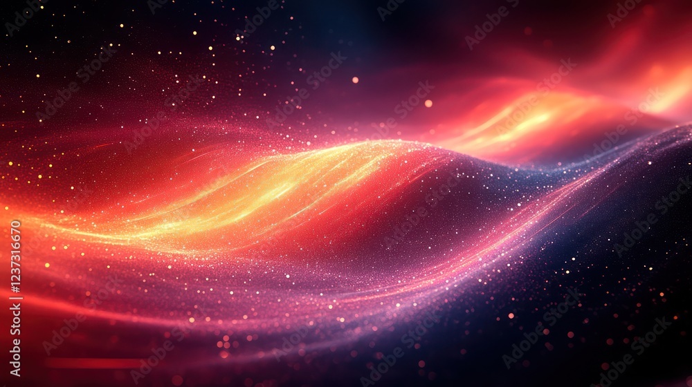 Poster abstract cosmic swirl with glowing star particles and deep color transitions