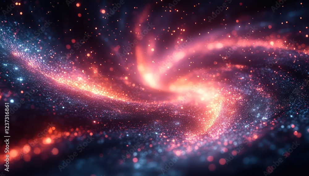 Canvas Prints abstract digital vortex with swirling glowing particles in neon shades