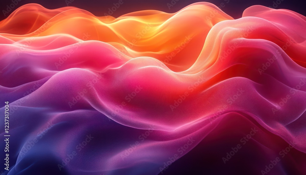 Wall mural abstract fabric-like patterns in flowing gradients and glowing accents