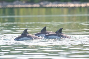 Family of Spinner Dolphins in the Wild.