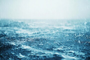 Naklejka premium Heavy rain on the sea, lightning storm on the sea.