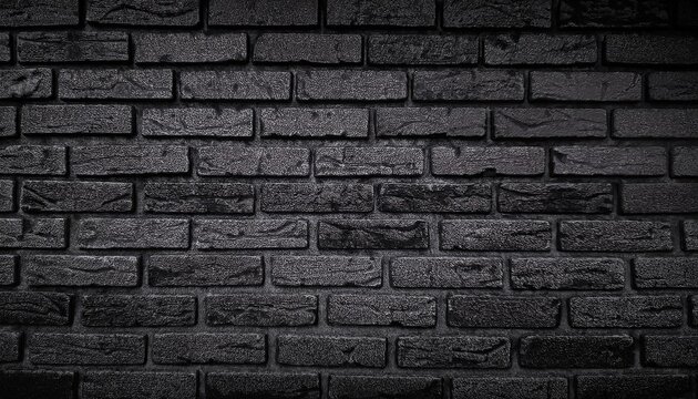 Texture de fond de mur de briques noires. Fond grunge noir et blanc. Vieux mur de briques avec des fissures.