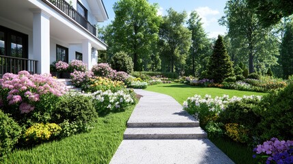 House garden path landscaping design