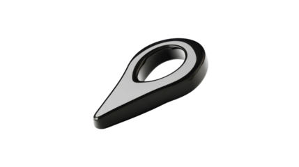 Black and silver location pin icon on transparent background