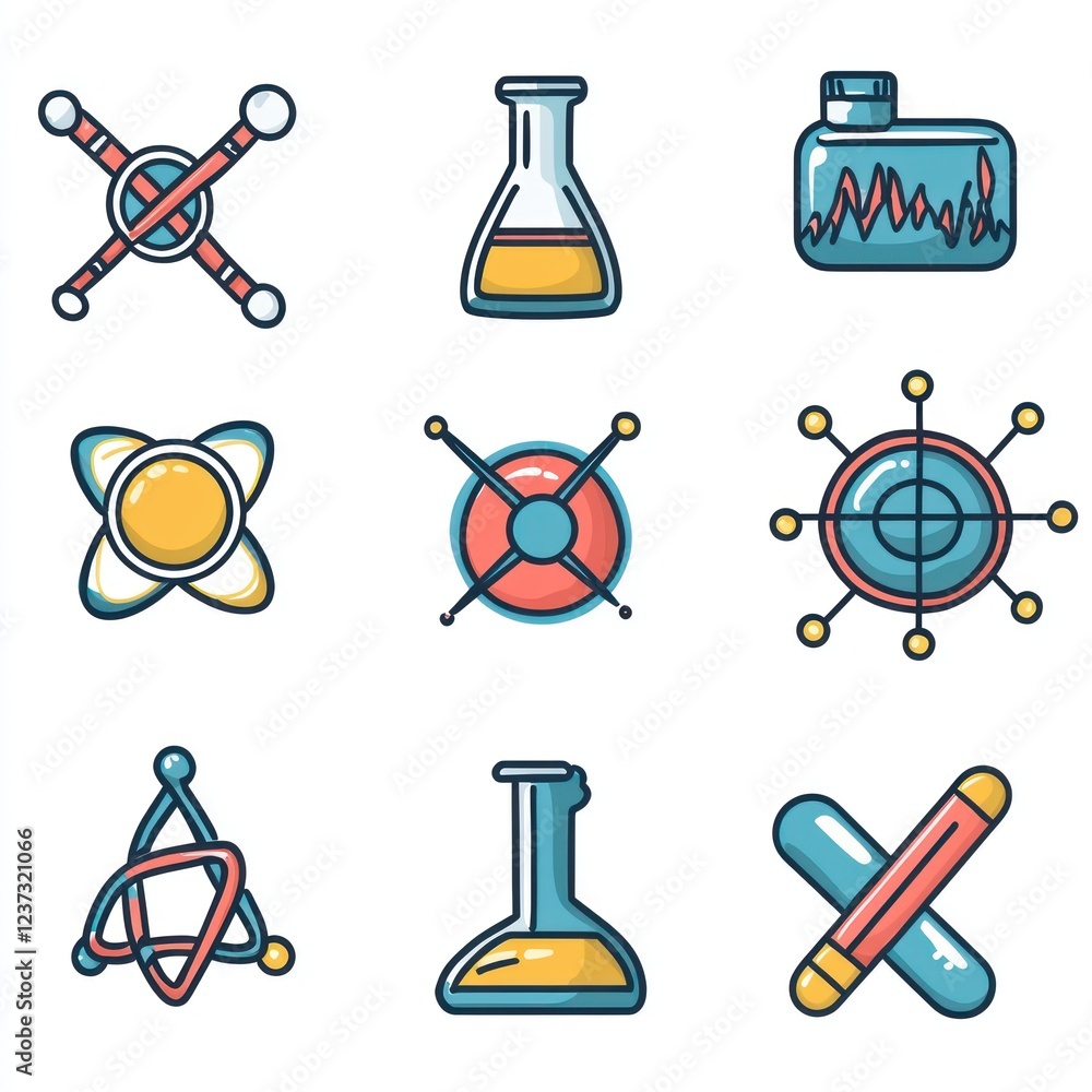 Poster a modern vector icon set with various symbols related to science and technology perfect for educatio