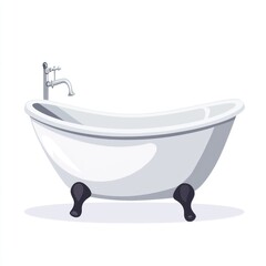 A minimalist vector illustration a bathtub, ideal for bathroom equipment and home decor projects Isolated on white background