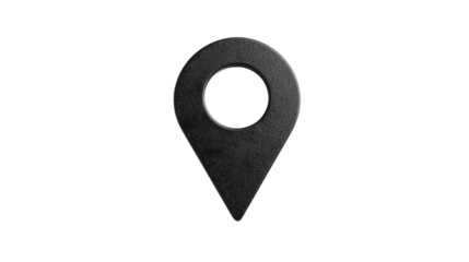 Black location pin icon showing accurate global positioning on transparent background