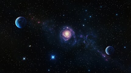 Fototapeta premium Cosmic Galaxy with Planets and Stars