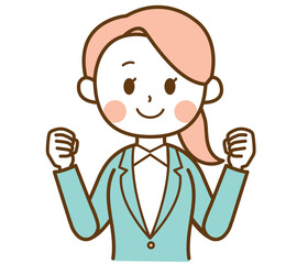 スーツを着た女性が応援しているイラスト