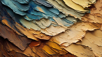 Obraz premium A richly textured abstract painting with layers of thick paint in earth tones. Textured Impasto. Illustration