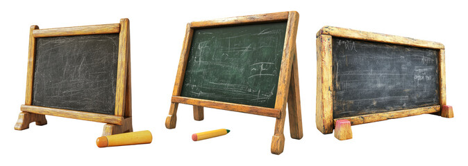 Wooden Chalkboard Collection on Transparent Background