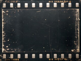 Background of empty black retro film overly, black with scratch, dust and light leaks