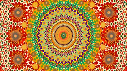 Fototapeta premium A vibrant, colorful kaleidoscopic pattern creating a mesmerizing visual effect.