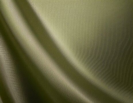 Satin de soie vert marron. D&eacute;grad&eacute;. Couleur olive. Fond abstrait luxueux pour le design. Teinte claire et fonc&eacute;e. Mat, chatoyant. Rideau. Draperie. Gros plan.