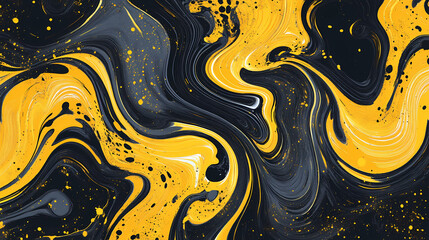 An abstract background featuring swirling yellow and black patterns, creating a dynamic and organic kaleidoscopic effect. kaleidoscopic. illustration. Kaleidoscopic Patterns. Illustration