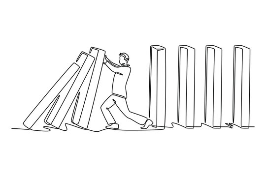 Risk management Concept. Single line draw design vector graphic illustration.