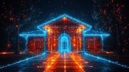 Naklejka premium Futuristic Smart Home Design: A Digital Architectural Visualization