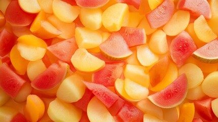 Vibrant Mix of Watermelon and Melon Chunks Offering Refreshing Summer Delights