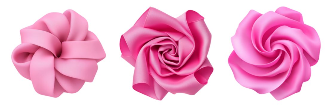 Pink Decorative Fabric Floral Shapes Isolated on transparent background