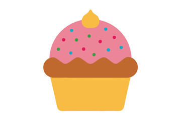  Cupcake with sprinkles vector art illustration