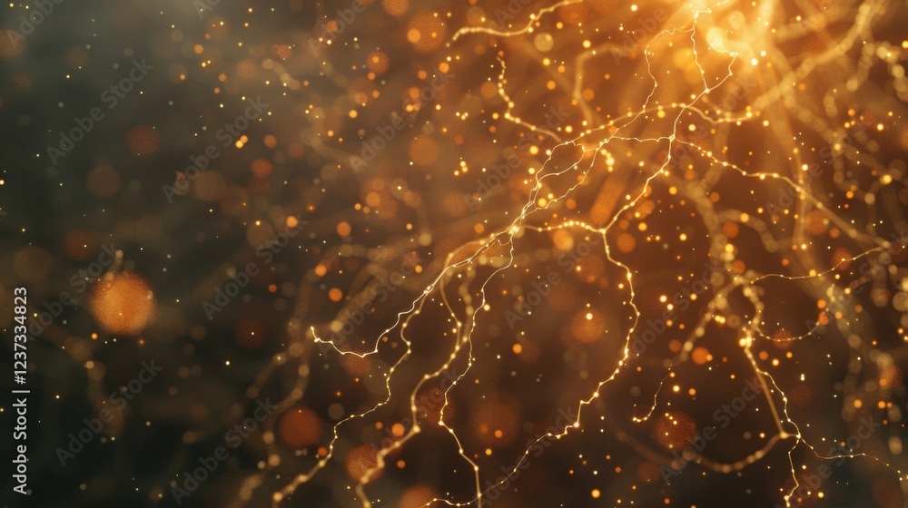 Poster close up view of neurons firing in the human brain highlights intricate connections and communicatio