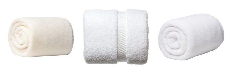 Soft Rolled Towels for Spa and Home Use Isolated on transparent background