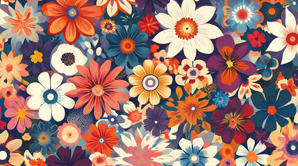 Vibrant kaleidoscopic floral tapestry featuring colorful patterns and intricate shapes. Kaleidoscopic Patterns. Illustration