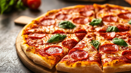 delicious fresh pizza with cheese ready to eat