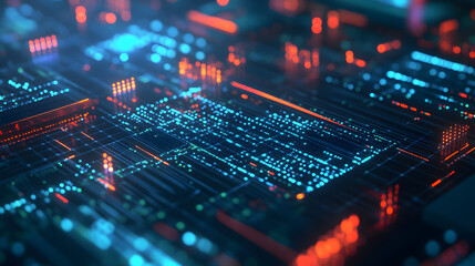 Fototapeta premium High-efficiency solar panels with integrated holographic visuals showing energy production, offering real-time insights into sustainable energy use and efficiency.