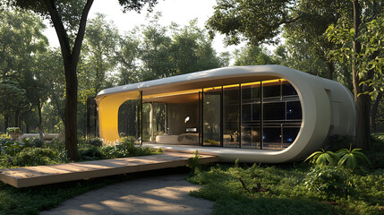 Obraz premium High-performance smart home powered by solar energy, with an energy storage system that reduces grid reliance and supports sustainable living practices.