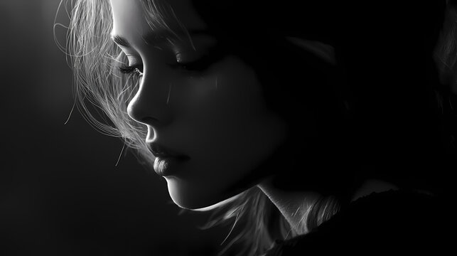 Dramatic dark moody backdrop with cinematic lighting, black, monochrome. Moody Monochrome. Illustration