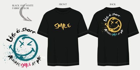 Retro urban style grunge  drawing, Smile slogan print T shirt graphics, Graffiti urban street style drawing. Vector illustration design for fashion graphics, t shirt prints..eps