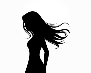 Naklejka premium A captivating silhouette of a girl captures the essence of femininity, standing gracefully against a stark background, embodying strength and beauty in simplicity