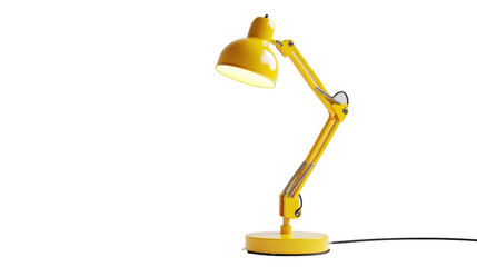 Yellow desk lamp shining on transparent background