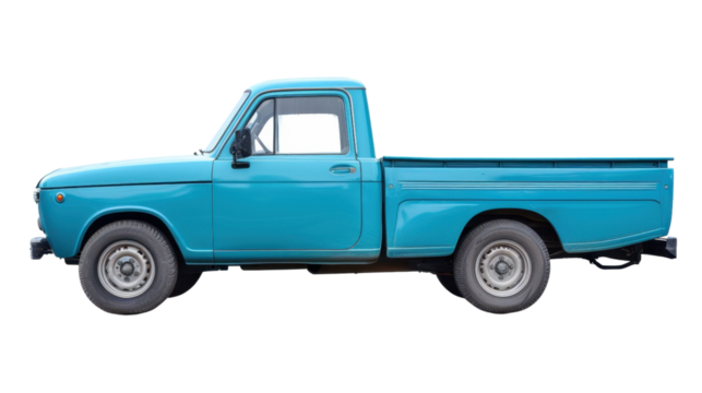 Light blue pickup truck isolated on transparent background