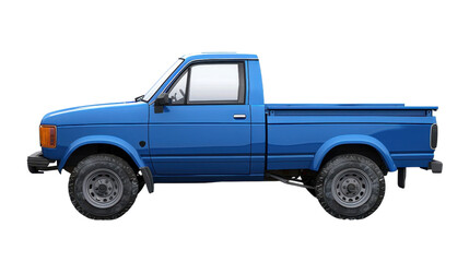 Blue pickup truck isolated on transparent background, perfect for compositions