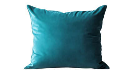 Teal pillow resting on transparent background, perfect for comfortable sleep