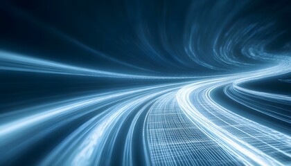 Abstract Blue Light Trails Swirling Path Design