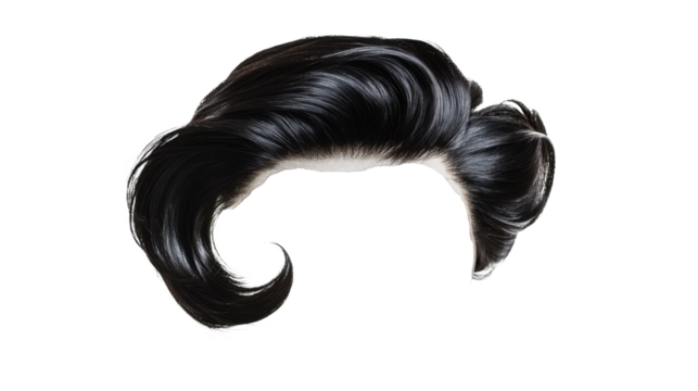 Black hair isolated on transparent background for easy photo editing