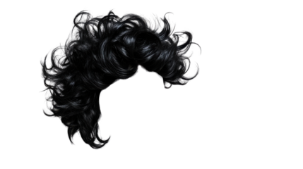 Black wavy hair lock isolated on transparent background