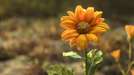 A vibrant orange flower blooms in a natural setting, showcasing its beauty and detail.